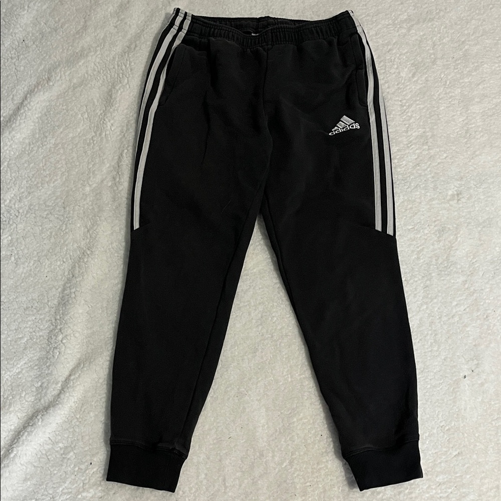 Adidas Women's Black Joggers with White Stripes